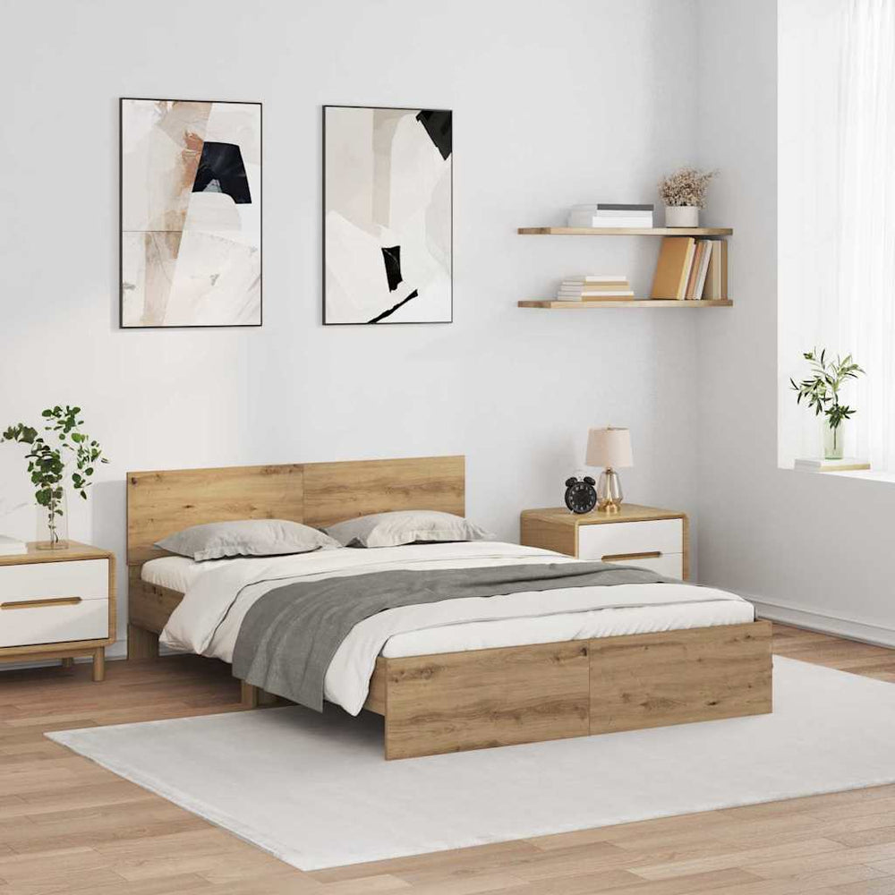 vidaXL Bed Frame with Headboard and LED 120x190 cm