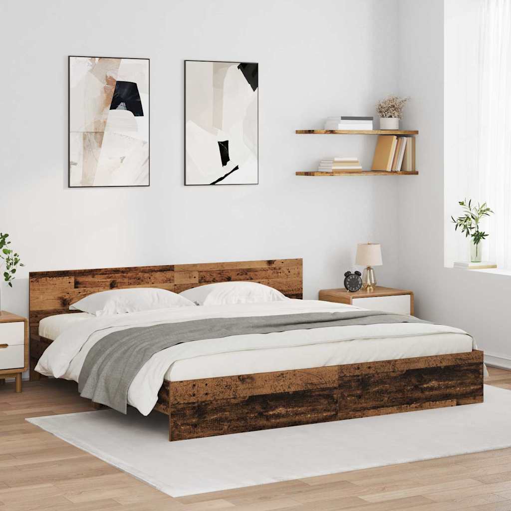 Bed Frame with LED without Mattress 180x200 cm Old wood