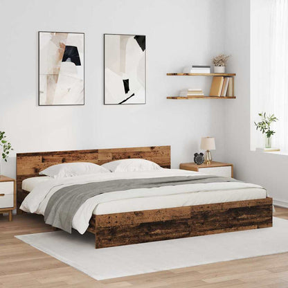 Bed Frame with LED without Mattress 180x200 cm Old wood