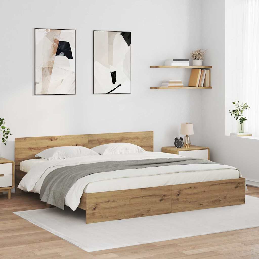 Bed Frame with LED without Mattress 180x200 cm Artisan oak