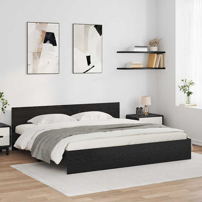 Bed Frame with LED without Mattress 180x200 cm Black oak