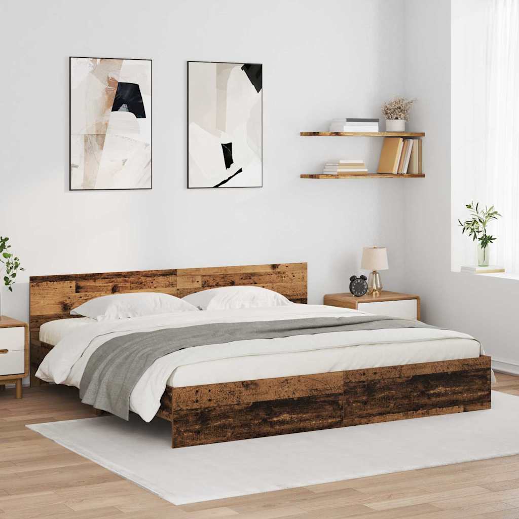 Bed Frame with LED without Mattress 200x200 cm Old wood