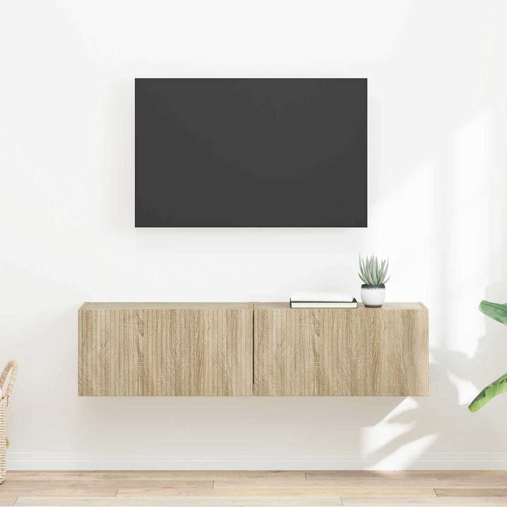 TV Wall Cabinet Engineered Wood 2 pcs 60 x 31 x 29.5 cm Sonoma oak