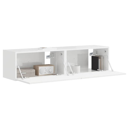 TV Wall Cabinet Engineered Wood 2 pcs 60 x 31 x 29.5 cm High gloss white