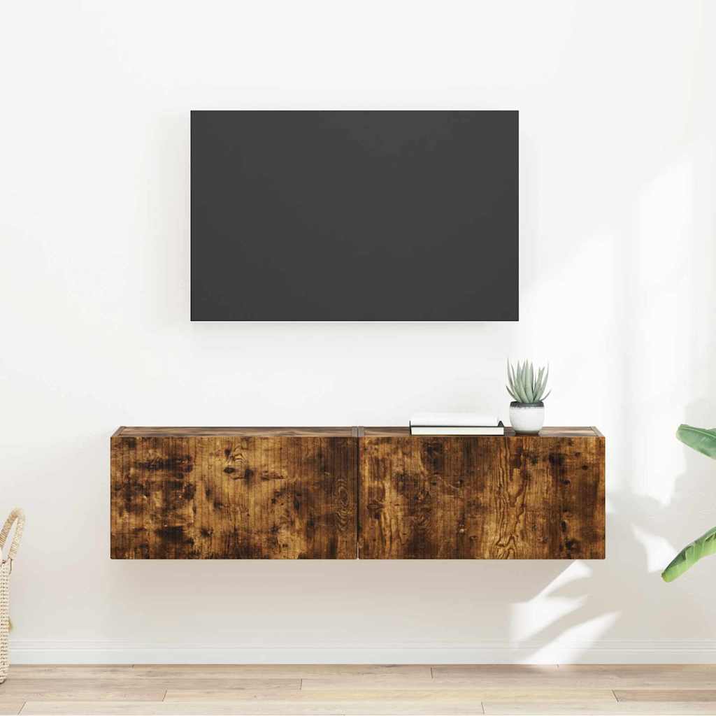 TV Wall Cabinet Engineered Wood 2 pcs 60 x 31 x 29.5 cm Smoked oak
