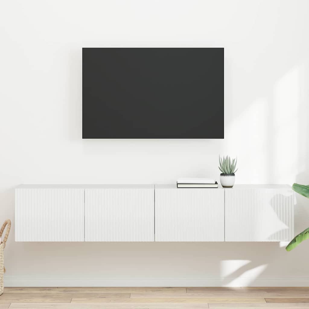 TV Wall Cabinet Engineered Wood 2 pcs 78.5 x 31 x 29.5 cm High gloss white