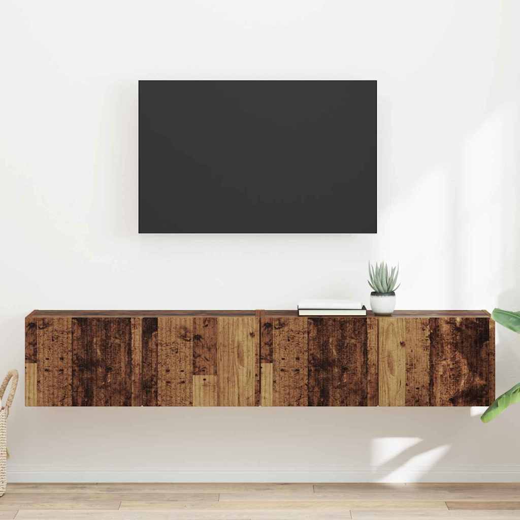 TV Wall Cabinet Engineered Wood 2 pcs 78.5 x 31 x 29.5 cm Old wood