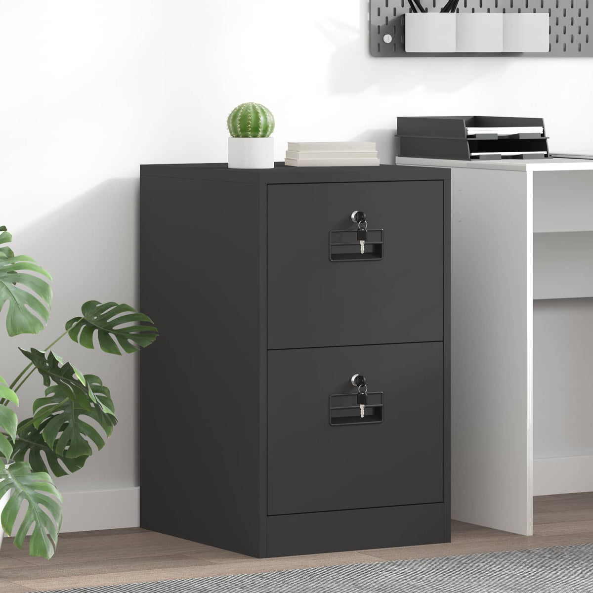 File Cabinet Cold-Rolled Steel Width 44 cm Black 74.5 cm