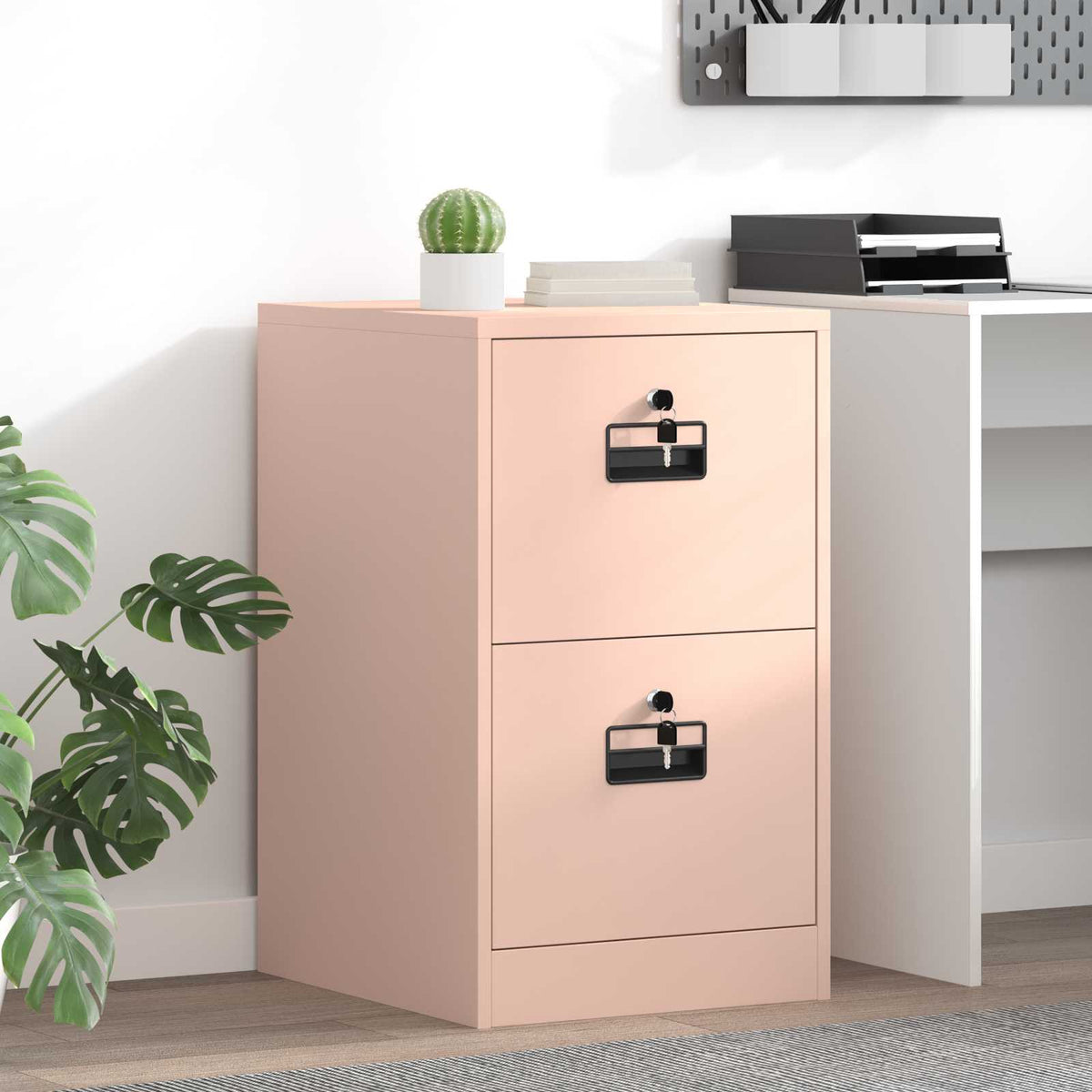 File Cabinet Cold-Rolled Steel Width 44 cm Pink 74.5 cm