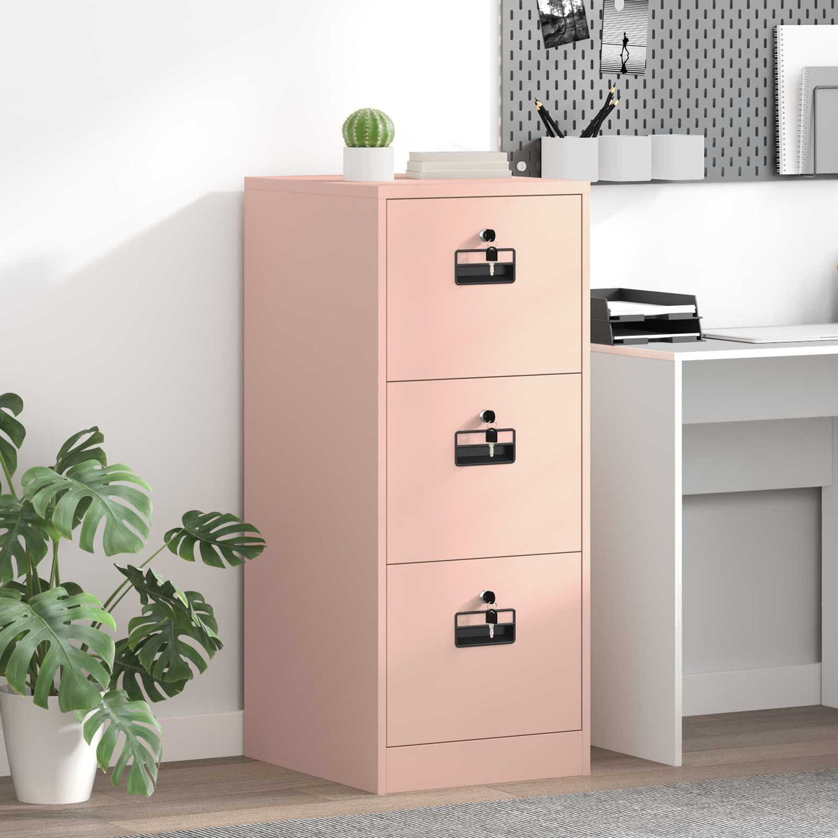 File Cabinet Cold-Rolled Steel Width 44 cm Pink 106.5 cm