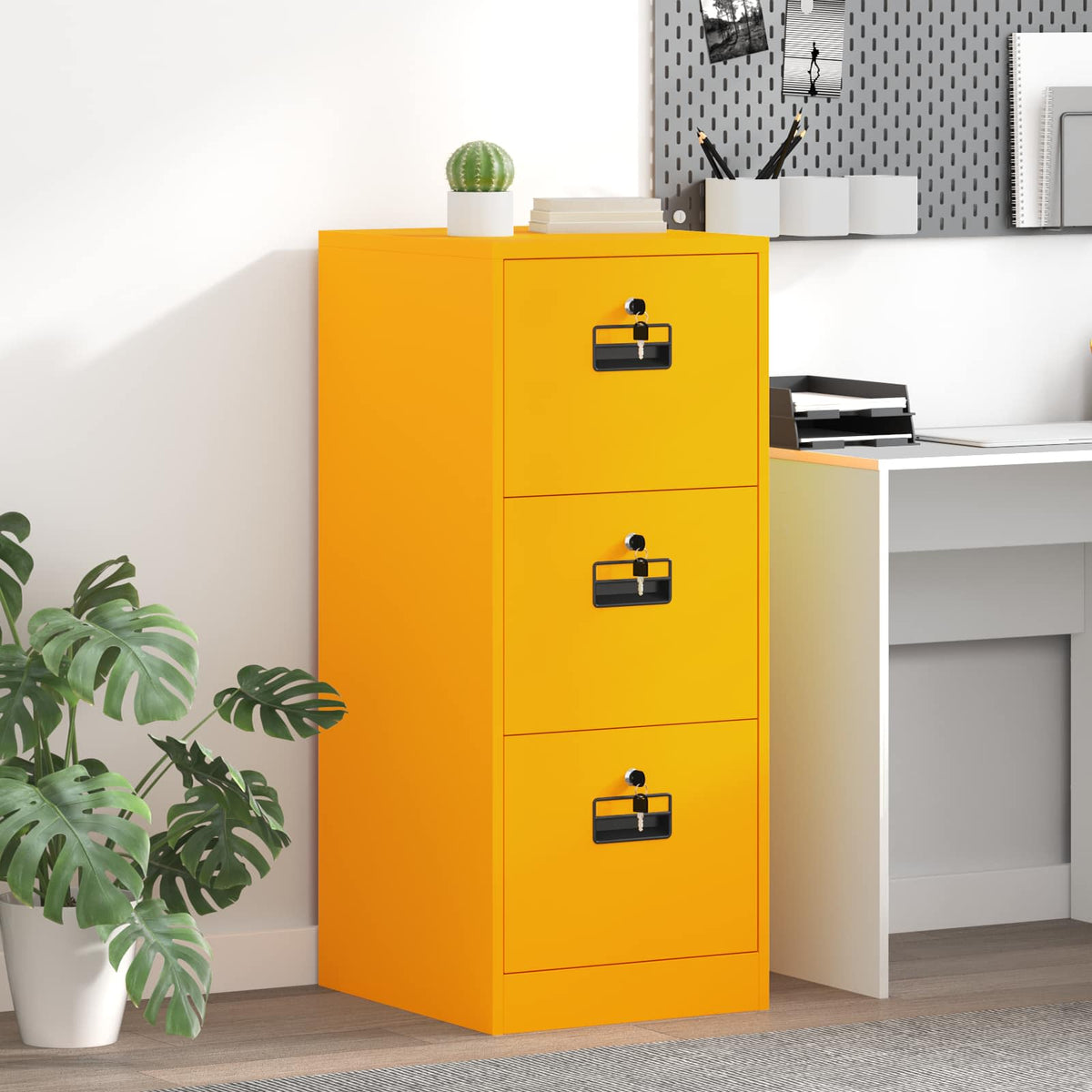 File Cabinet Cold-Rolled Steel Width 44 cm Mustard yellow 106.5 cm