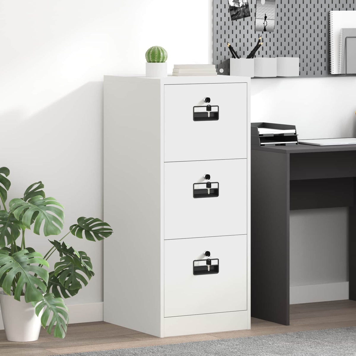 File Cabinet Cold-Rolled Steel Width 44 cm White 106.5 cm