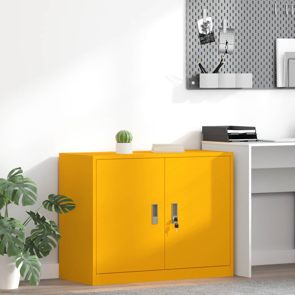 vidaXL Storage Cabinet Steel Width 90 cm Mustard Yellow