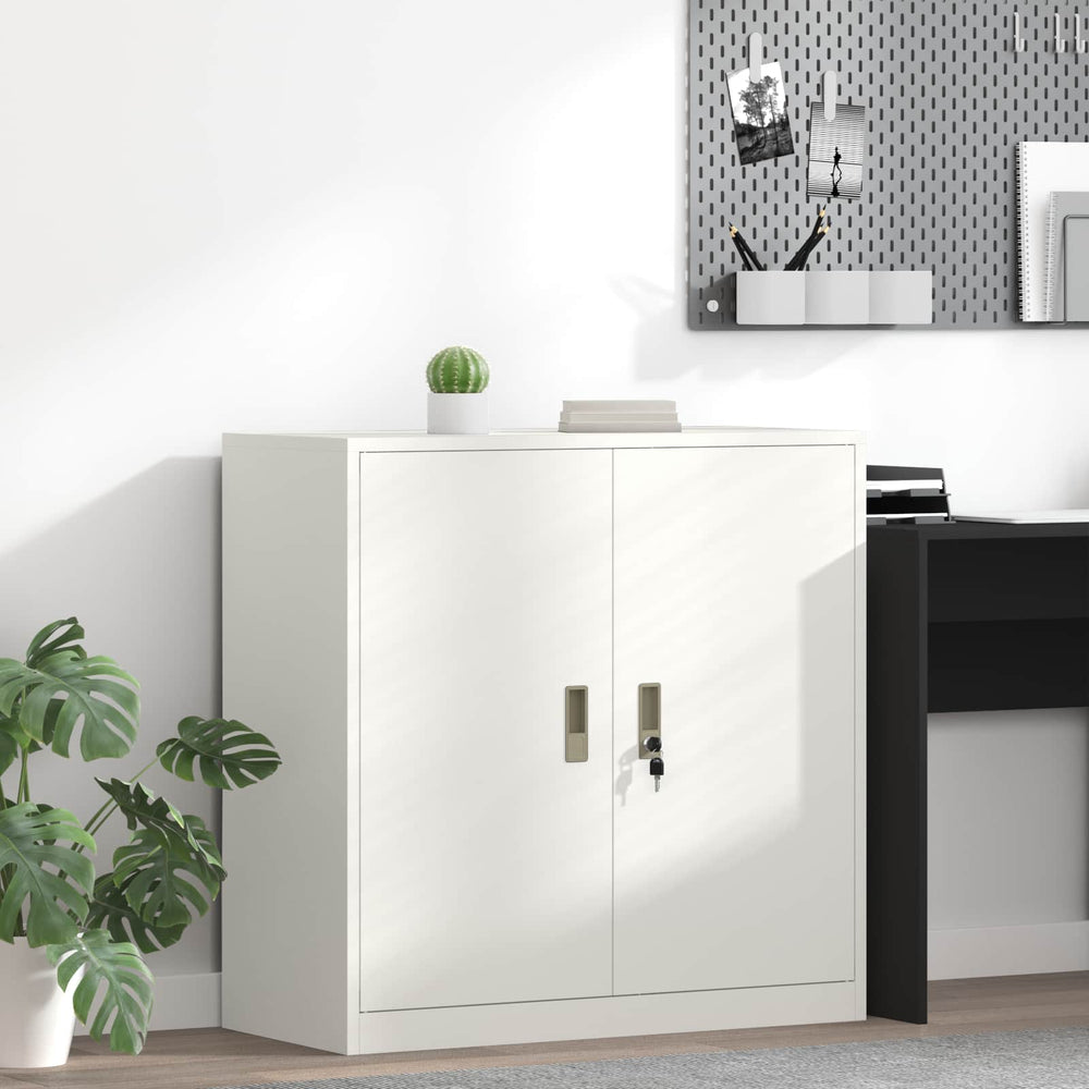 vidaXL Storage Cabinet Steel Width 90 cm White