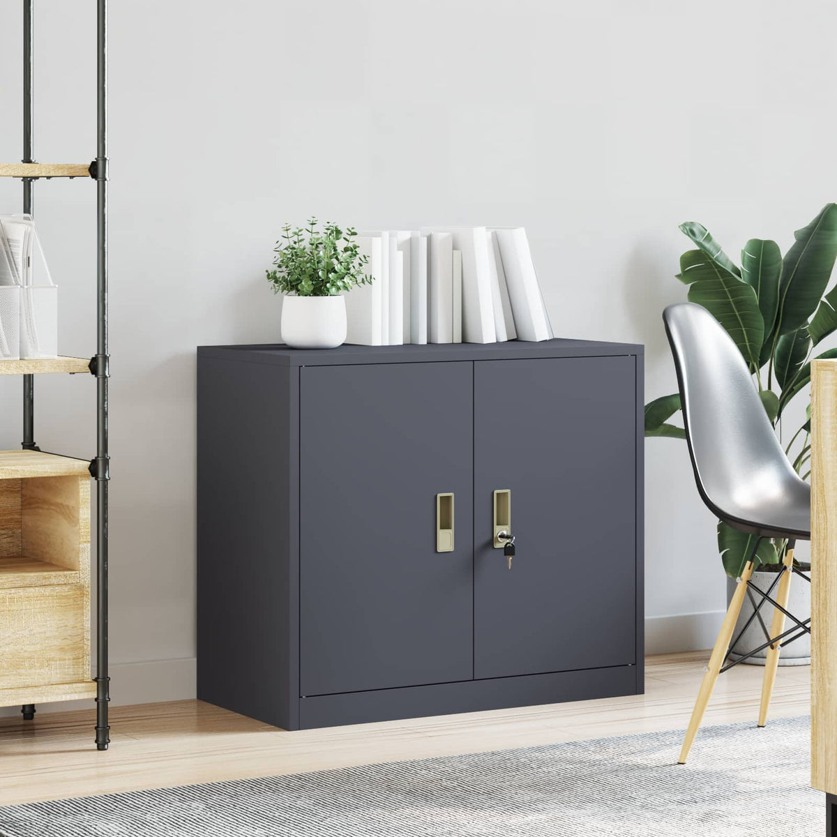 Storage Cabinet Steel Width 80 cm Anthracite 70 cm