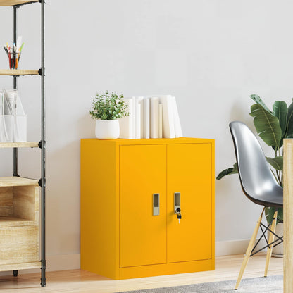Storage Cabinet Steel Width 60 cm Mustard Yellow 70 cm