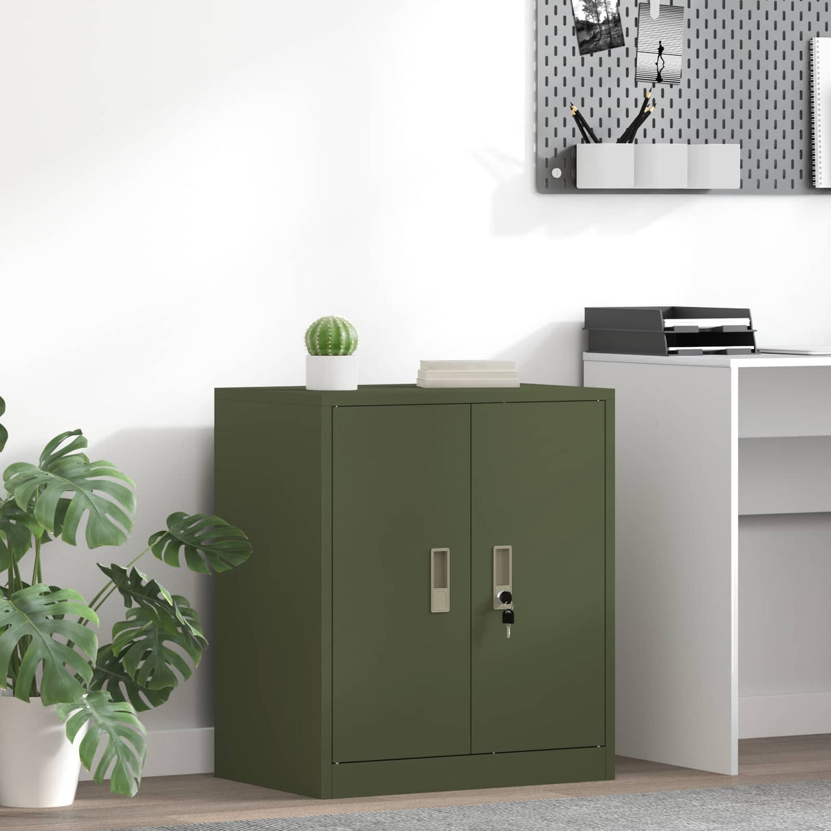 Storage Cabinet Steel Width 60 cm Olive Green 70 cm