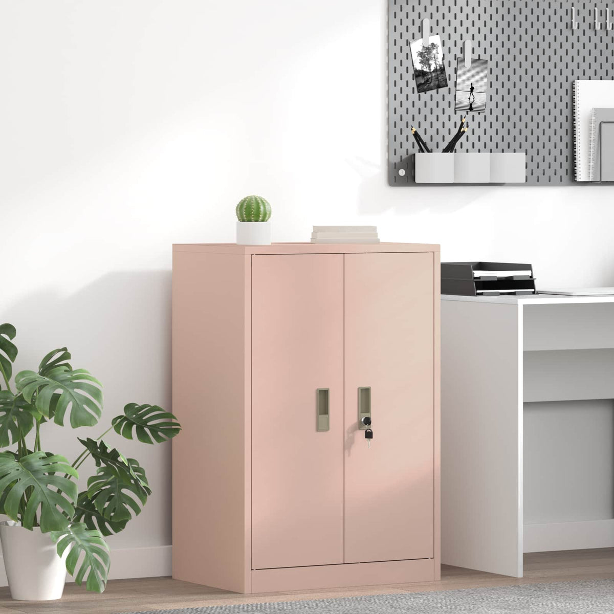 Storage Cabinet Steel Width 60 cm Pink 90 cm