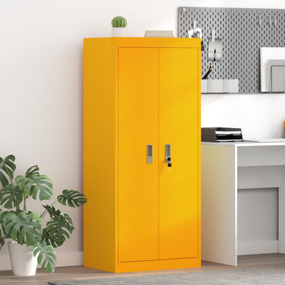 Storage Cabinet Steel Width 60 cm Mustard Yellow 140 cm