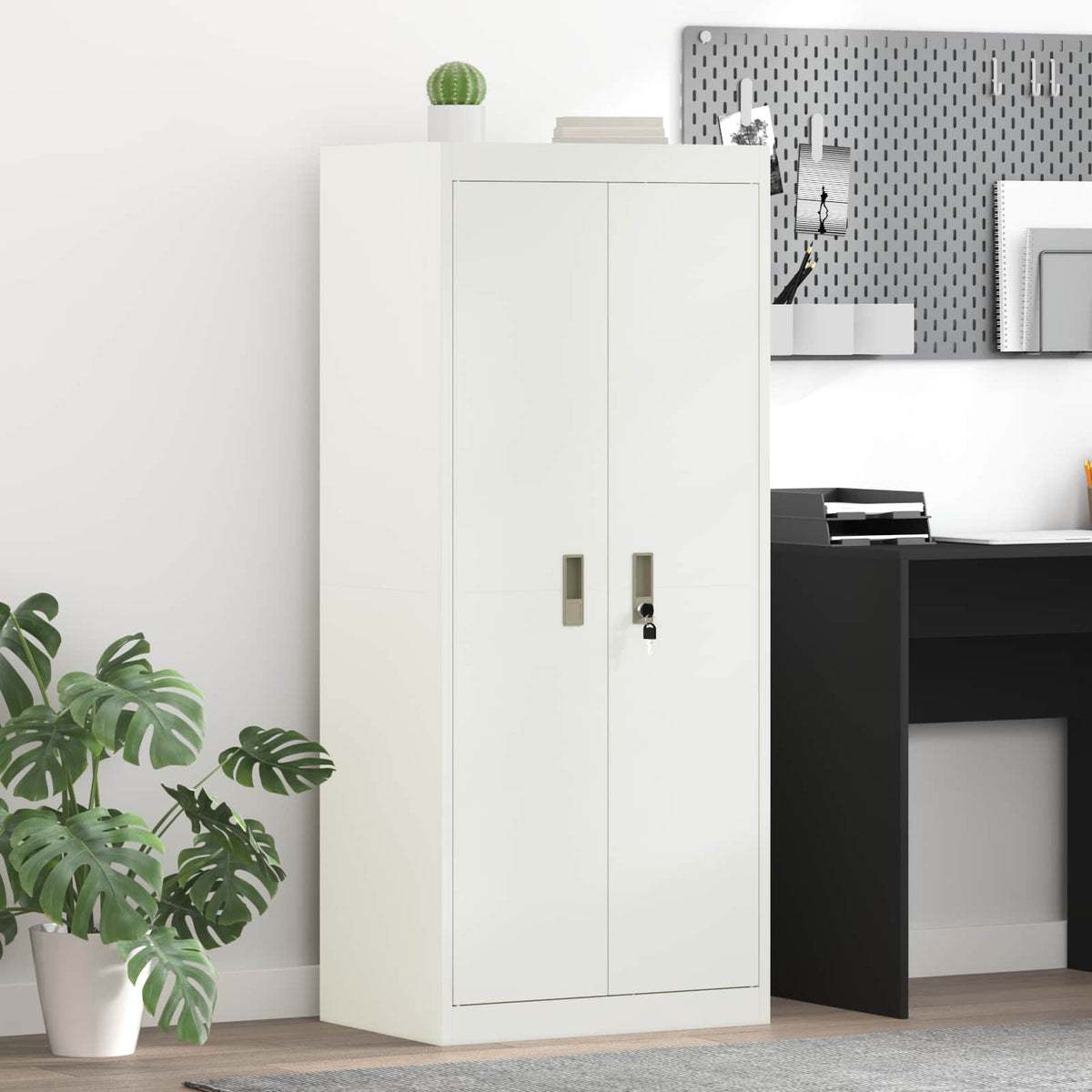 Storage Cabinet Steel Width 60 cm White 140 cm