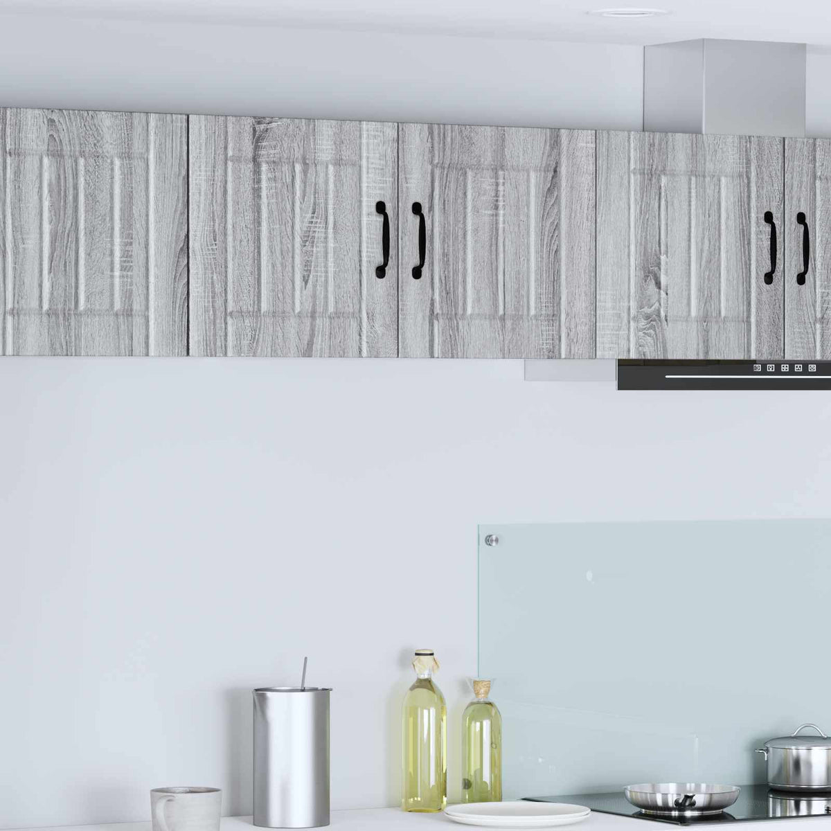Kitchen Wall Cabinet "Lucca" Engineered Wood Grey Sonoma 1x wall cabinet (2 doors) 80 cm wide 40 cm high