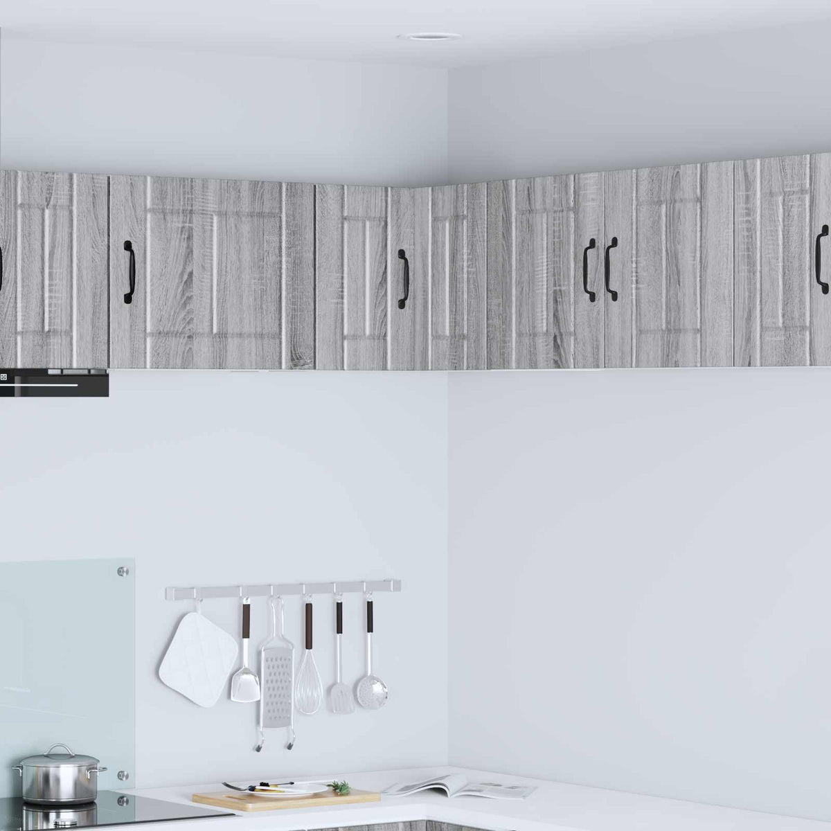 Kitchen Wall Cabinet "Lucca" Engineered Wood Grey Sonoma 1x wall corner cabinet 57 cm wide 40 cm high