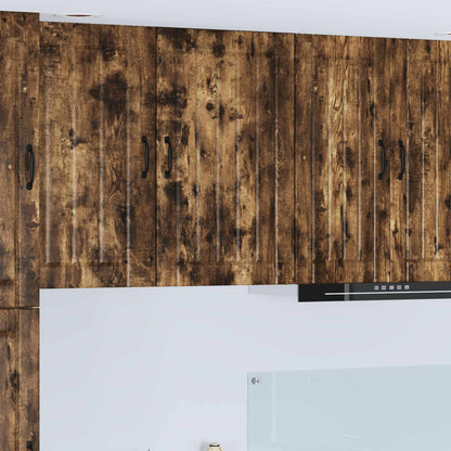Kitchen Wall Cabinet "Lucca" Engineered Wood Smoked Oak 1x wall cabinet (1 door) 50 cm wide 80 cm high