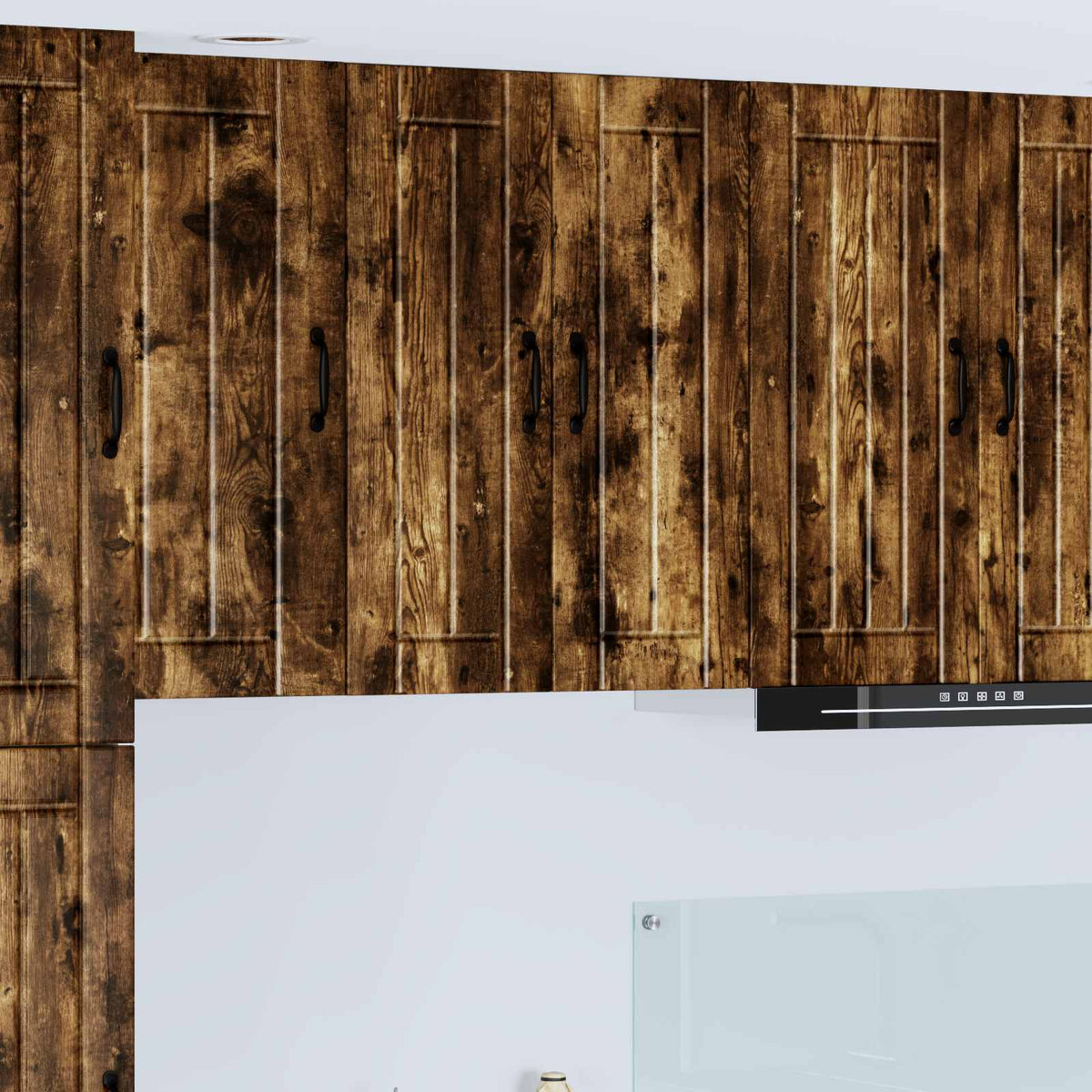 Kitchen Wall Cabinet "Lucca" Engineered Wood Smoked Oak 1x wall cabinet (2 doors) 60 cm wide 80 cm high