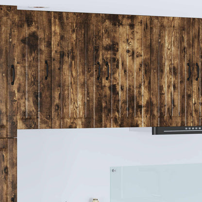 Kitchen Wall Cabinet "Lucca" Engineered Wood Smoked Oak 1x wall cabinet (2 doors) 80 cm wide 80 cm high
