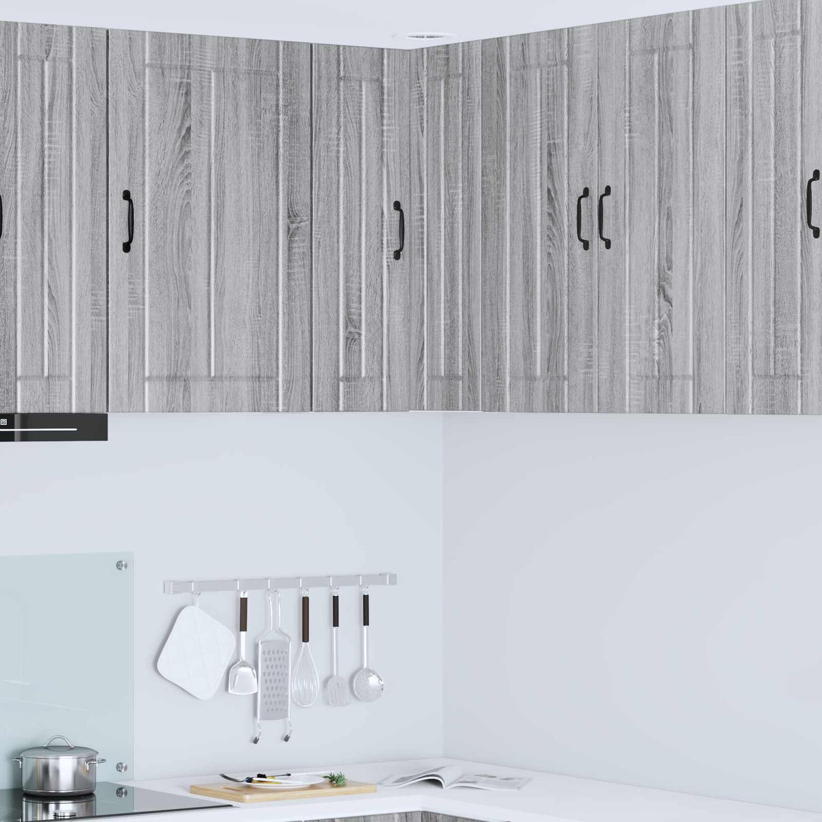 Kitchen Wall Cabinet "Lucca" Engineered Wood Grey Sonoma 1x wall corner cabinet 57 cm wide 80 cm high