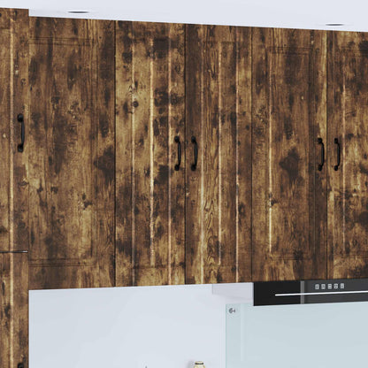 Kitchen Wall Cabinet "Lucca" Engineered Wood Smoked Oak 1x wall cabinet (2 doors) 60 cm wide 100 cm high