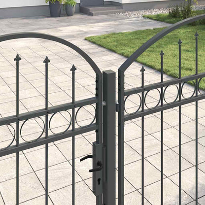 vidaXL Garden Fence Gate with Arched Top ASSEN 400 x 100 cm Steel Grey 3