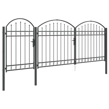 vidaXL Garden Fence Gate with Arched Top ASSEN 400 x 100 cm Steel Grey 4