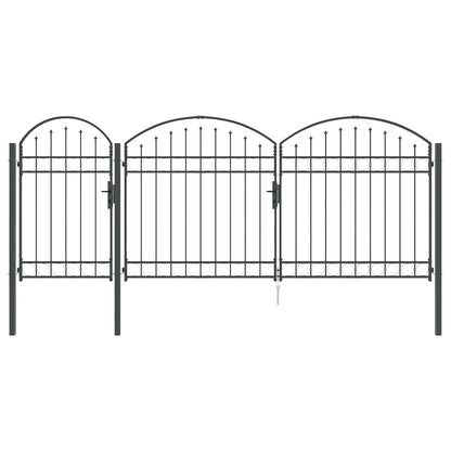 vidaXL Garden Fence Gate with Arched Top ASSEN 400 x 100 cm Steel Grey 2