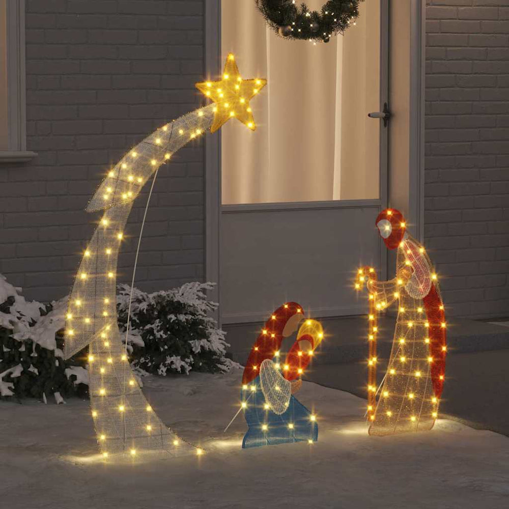 vidaXL Nativity Scene LEDs Warm White 149 x 32 x 127.5 cm Polyester