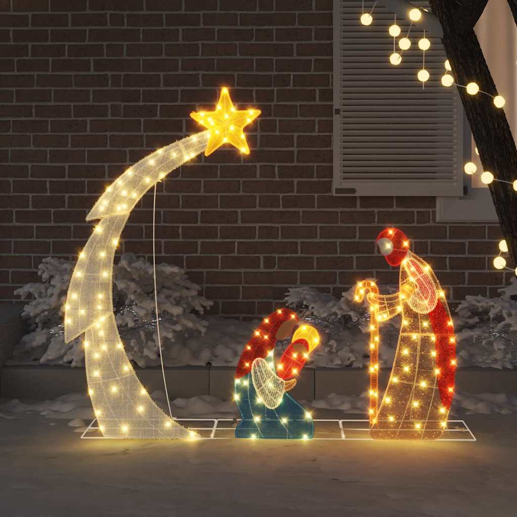 vidaXL Nativity Scene LEDs Warm White 149 x 32 x 127.5 cm Polyester 3