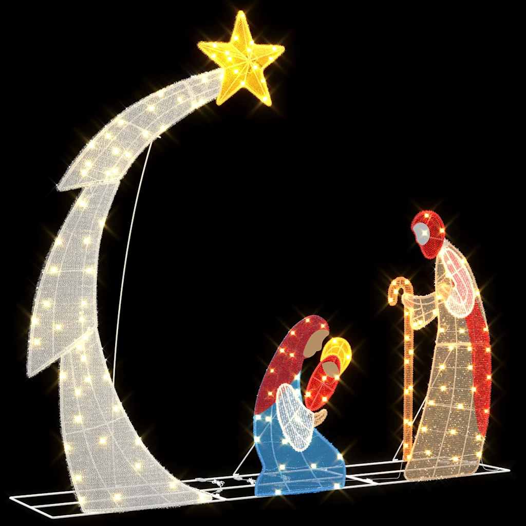 vidaXL Nativity Scene LEDs Warm White 149 x 32 x 127.5 cm Polyester 4