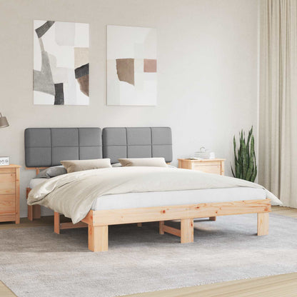 Bed Frame with Upholstered Headboard Length 200 cm Natural and Light Grey 200 cm