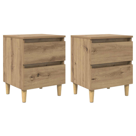 Bed Cabinet with Solid Pinewood Legs 40x35x50 cm Artisan oak 2