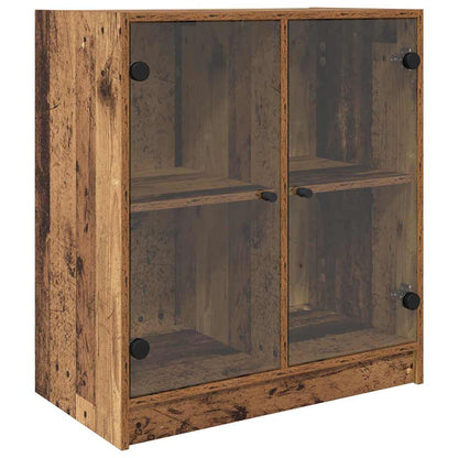 Side Cabinet with Glass Doors 68x37x75,5 cm Old wood