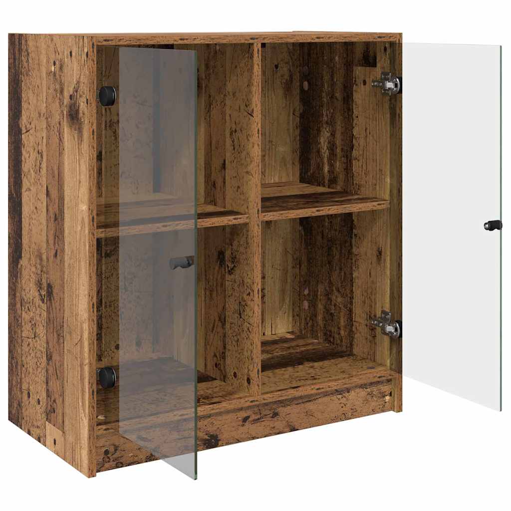 Side Cabinet with Glass Doors 68x37x75,5 cm Old wood