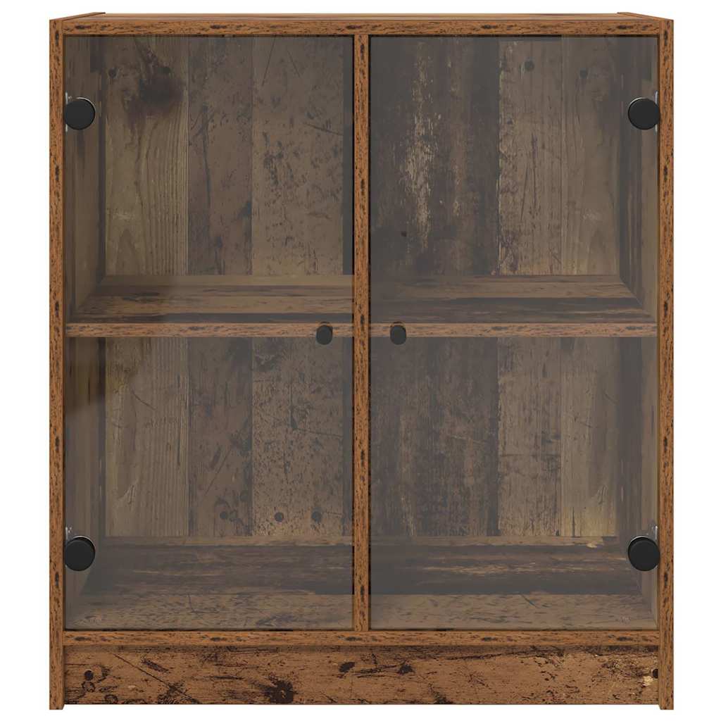 Side Cabinet with Glass Doors 68x37x75,5 cm Old wood