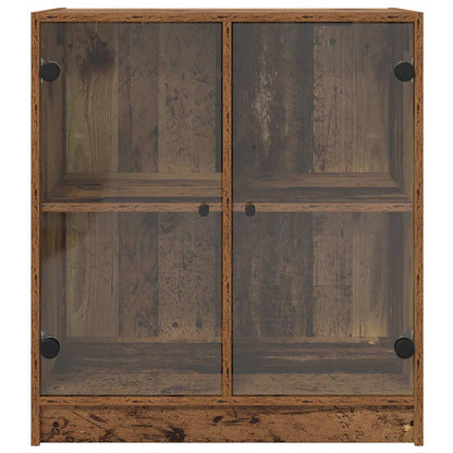 Side Cabinet with Glass Doors 68x37x75,5 cm Old wood