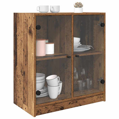 Side Cabinet with Glass Doors 68x37x75,5 cm Old wood