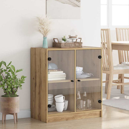 Side Cabinet with Glass Doors 68x37x75,5 cm Artisan oak