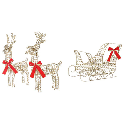 3D Christmas Reindeer with Sleigh LOVIISA 3 pcs Warm White Gold spiral PET