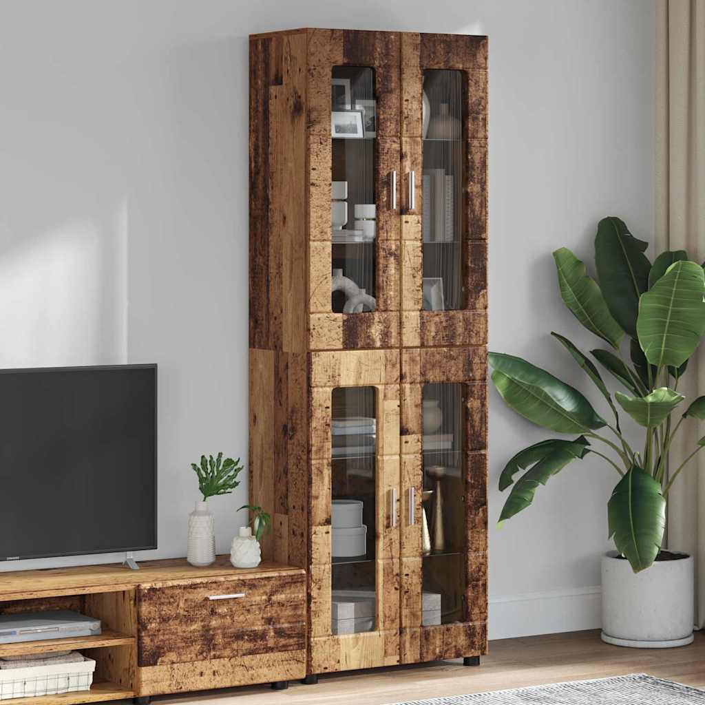 TV Cabinet Set FLORIN 3 pcs 150 x 39 x 30 cm Old Wood with 4 glass doors