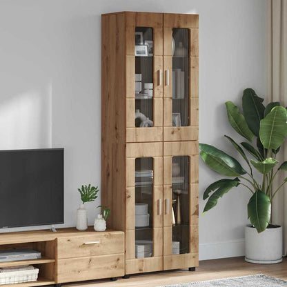 TV Cabinet Set FLORIN 3 pcs 150 x 39 x 30 cm Artisan Oak with 4 glass doors