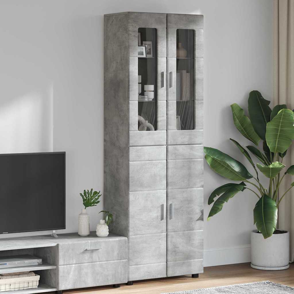 TV Cabinet Set FLORIN 3 pcs 150 x 39 x 30 cm Concrete Grey with 2 glass doors