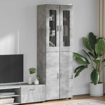 TV Cabinet Set FLORIN 3 pcs 150 x 39 x 30 cm Concrete Grey with 2 glass doors